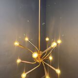 Lustre italien en laiton du milieu du siècle, années 1960