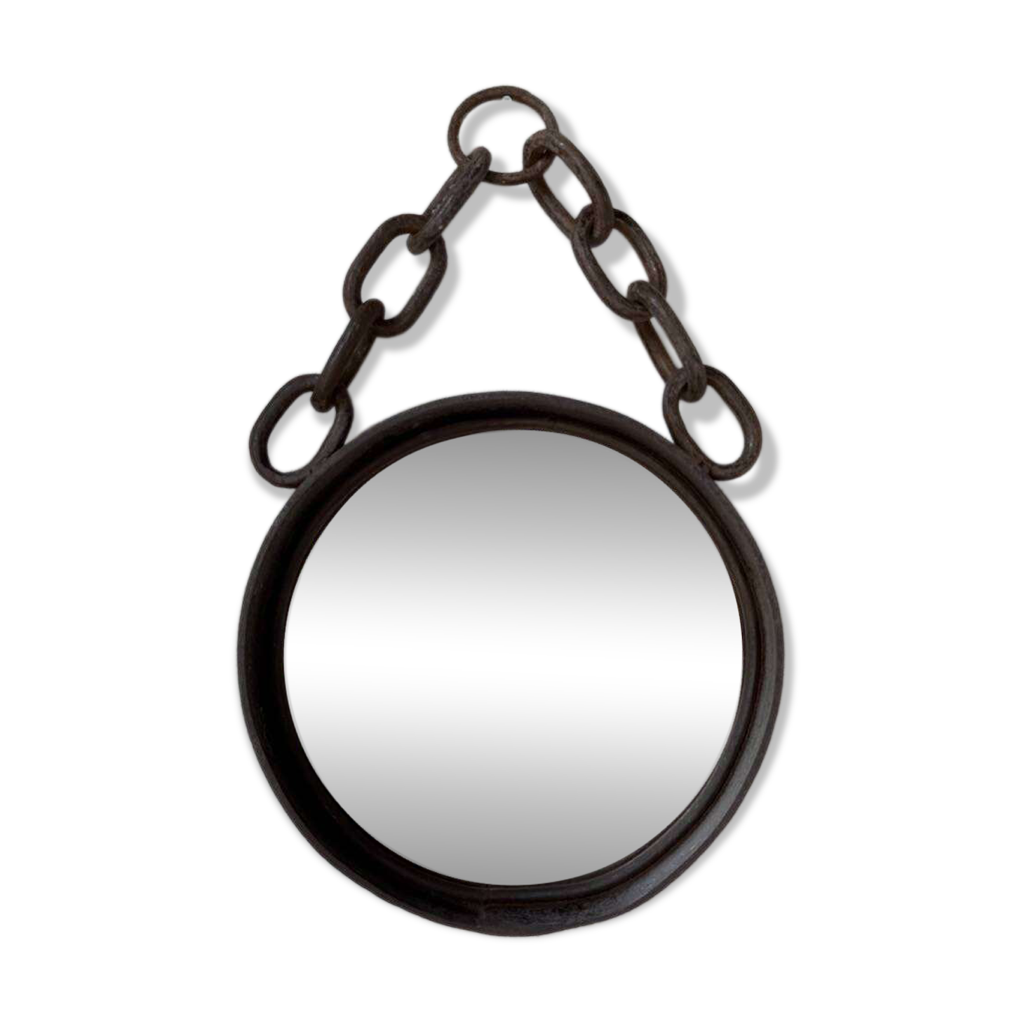 Brutalist mirror with metal chain from the 50s