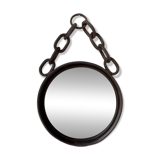 Brutalist mirror with metal chain from the 50s
