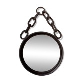 Brutalist mirror with metal chain from the 50s