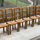 6 vintage solid oak wood straw dining chairs