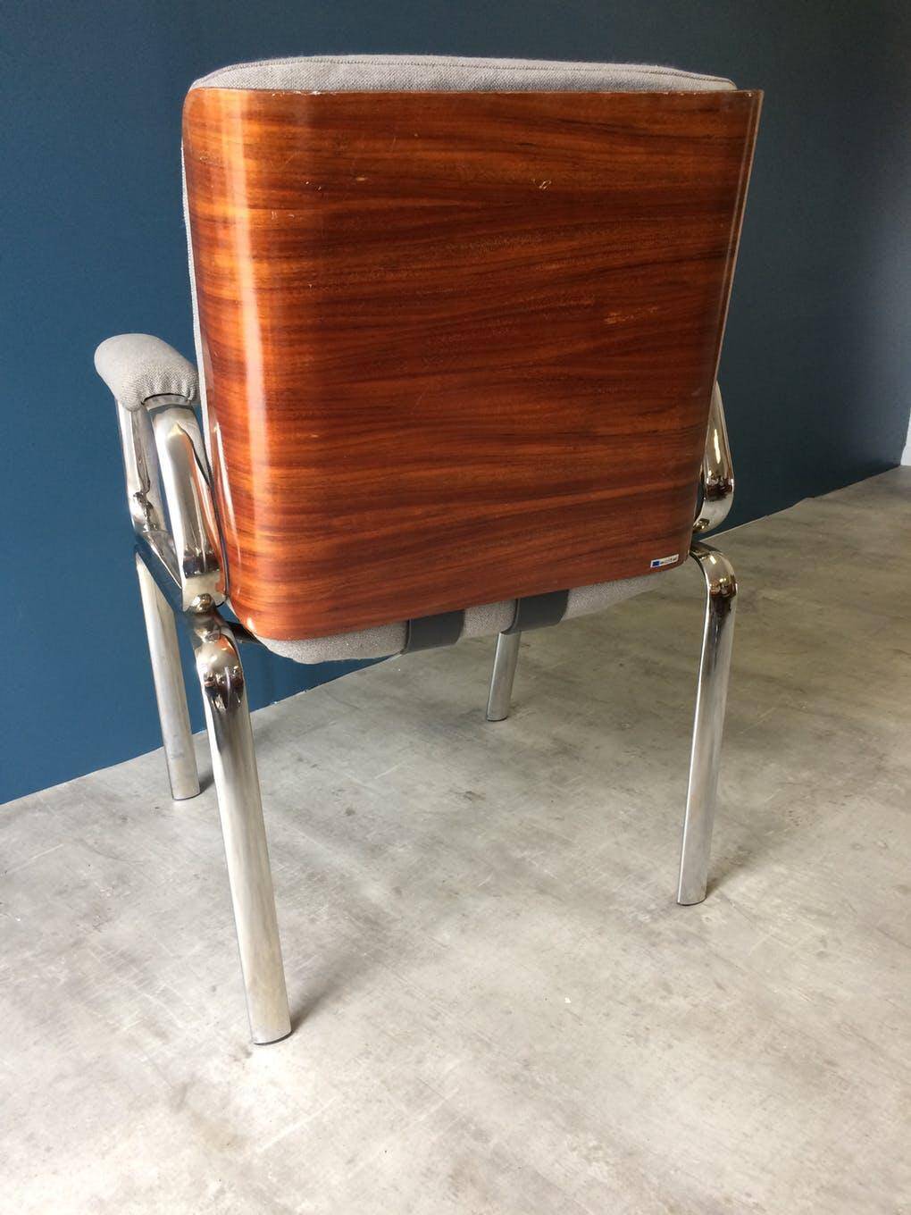 Wood and chrome armchair from the 70s.