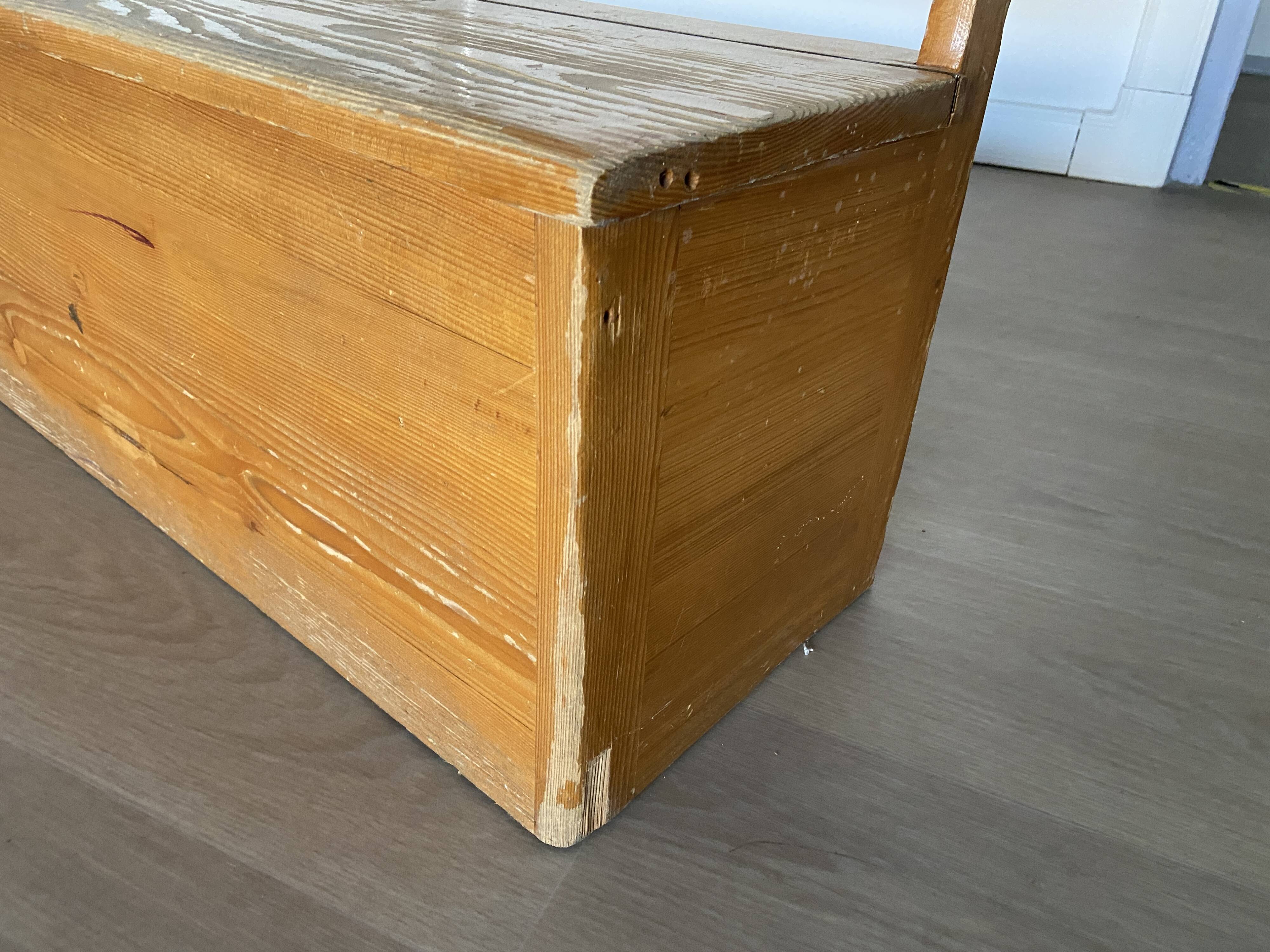 Vintage nursery school chest bench 1980s in pine