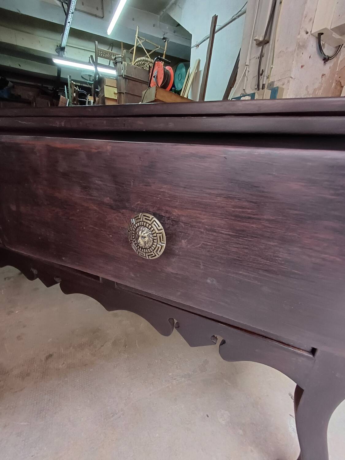 Six-drawer console table, African craftsmanship, Ivory Coast