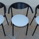 6 Chaises de style gondole structure métallique cossu et simili cuir