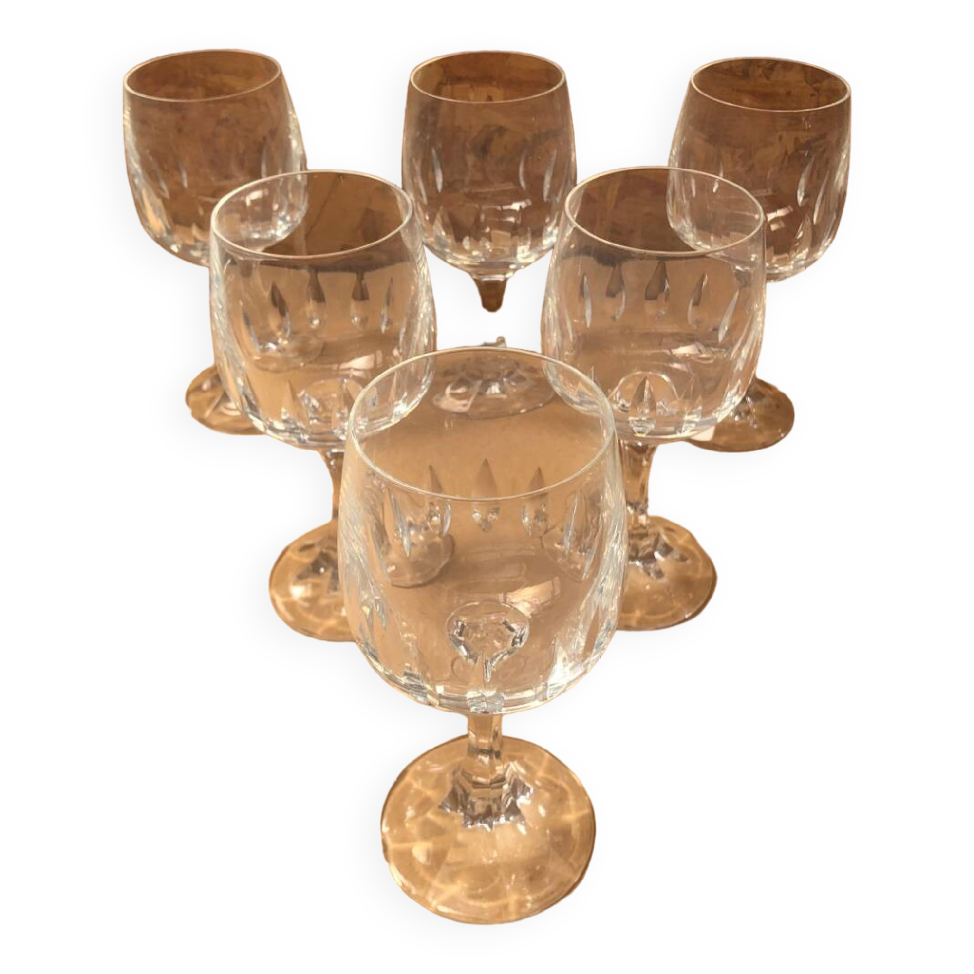 Set of 6 Cristal D'Arques Longchamp Vin France Vintage Stemmed Glasses