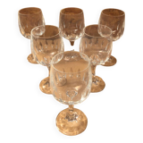 Set of 6 Cristal D'Arques Longchamp Vin France Vintage Stemmed Glasses