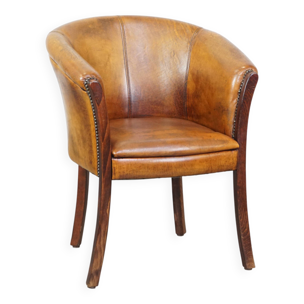 Fauteuil, chaise d'appoint en cuir de mouton