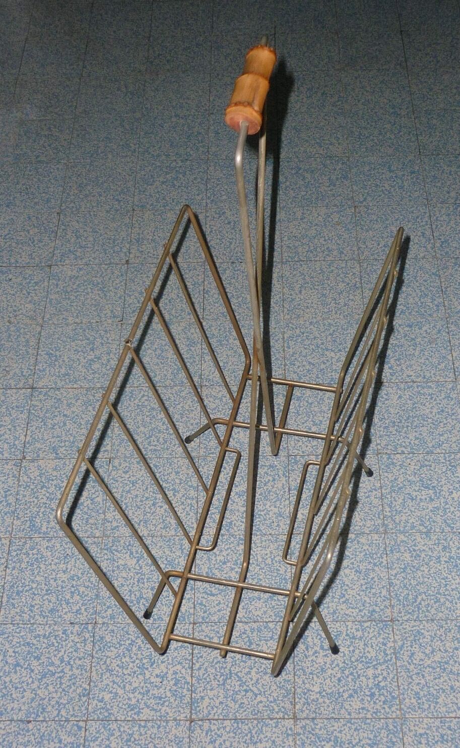 Vintage brushed gold steel magazine holder