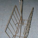 Vintage brushed gold steel magazine holder