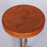 Restored Bauhaus Stool, Mücke Melder, Beech, Chrome-Plated Steel, Czechia, 1930s