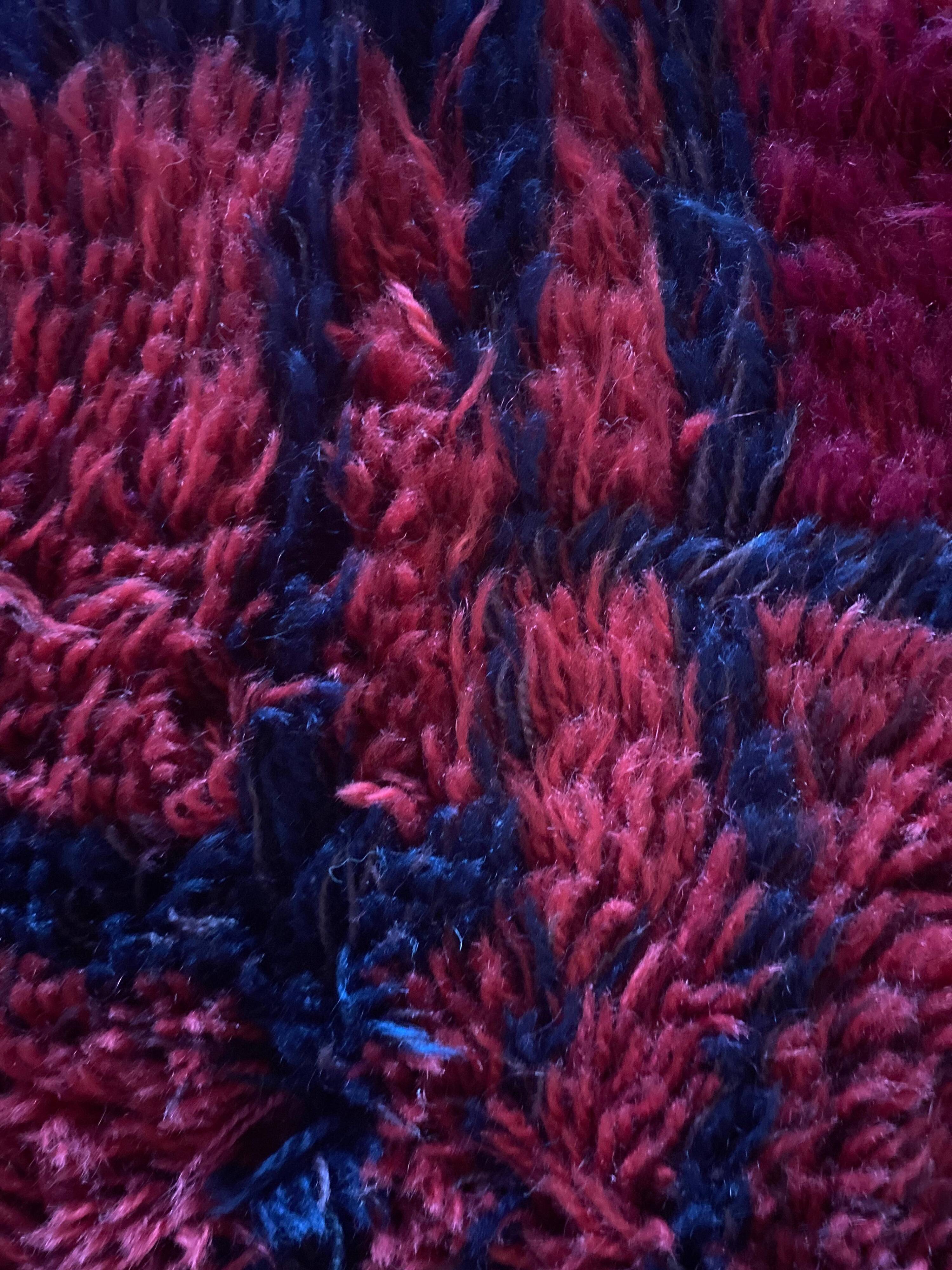 Mid-century Modern Bordeaux Red Rya Rug by Gull-Britt Johansson for NIAB, Sweden