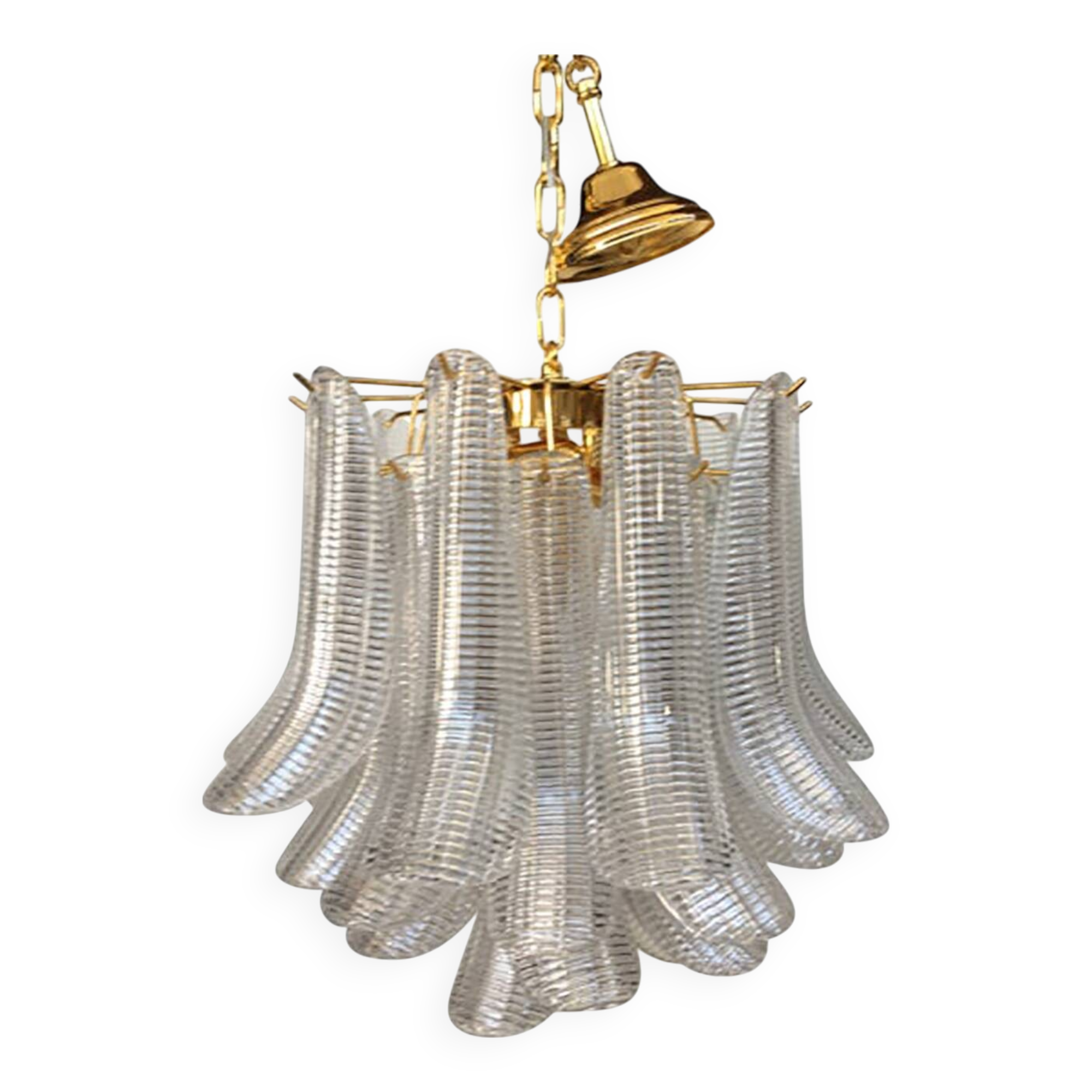 Contemporary Murano Glass "Sella" Chandelier With a Gold 24k Metal Frame