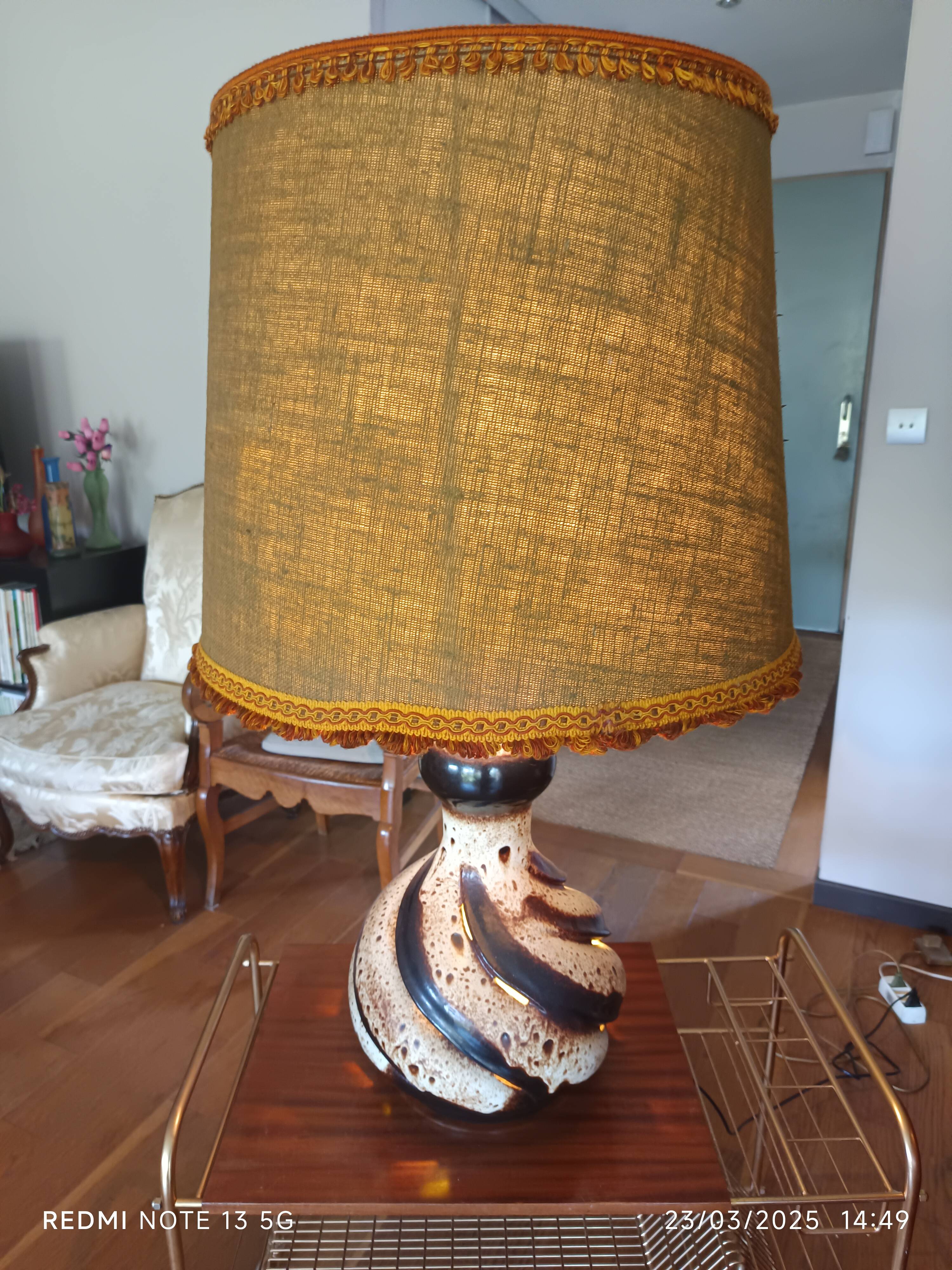 large ceramic lamp from the 70s with retro lighting