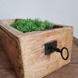 Old wooden drawer with key
