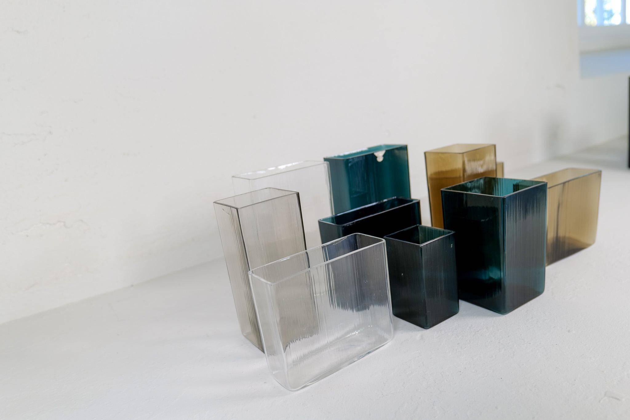 Midcentury Modern collection of ten "Ice" vases by Gullaskruf, Sweden, 1960s.