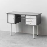 Vintage desk with drawers and metal legs 1970s modernism
