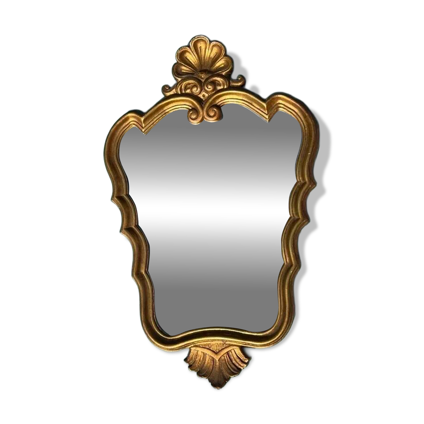 Baroque mirror in gilded wood from the 1960s – 65.5 x 42 cm – 2.5 kg