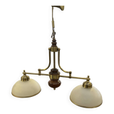 Vintage chandelier in wood and brass