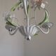 French Vintage 3 Light Pink Lily Flower Cage Style Metal Chandelier 5470