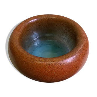 Empty pocket, vase in orange-brown blown glass, stamped