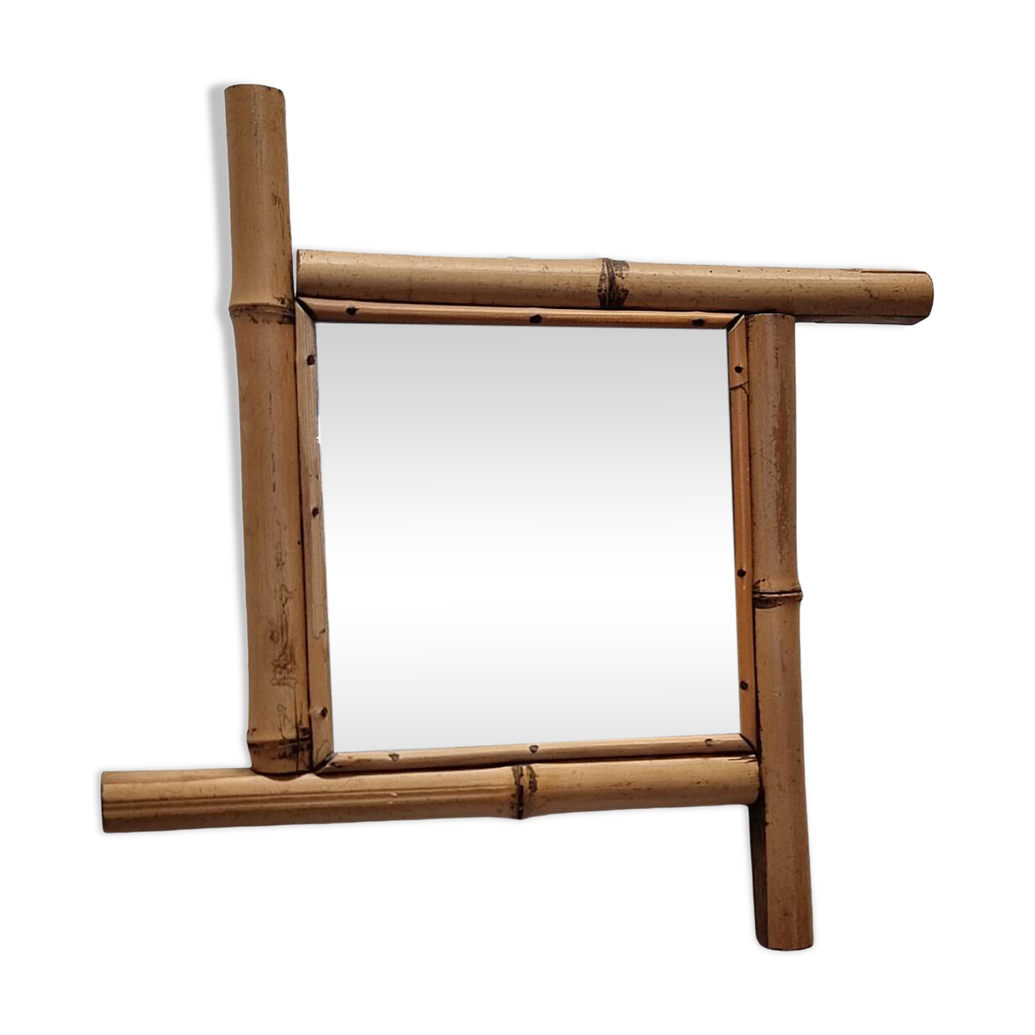 Antique French Bamboo Mirror, late 1800s