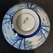 Japanese porcelain rice bowl 20th blue mark