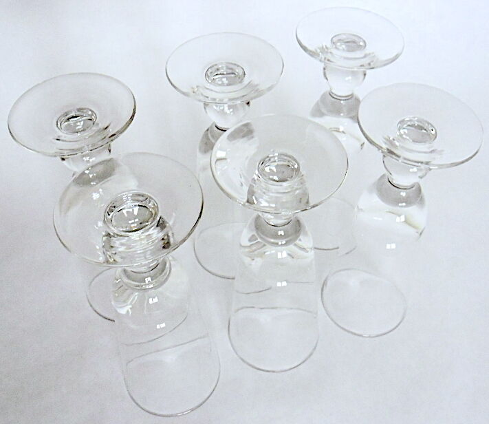 Suite of six former crystal champagne flutes