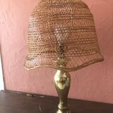 Lamp year 1960 wicker brass