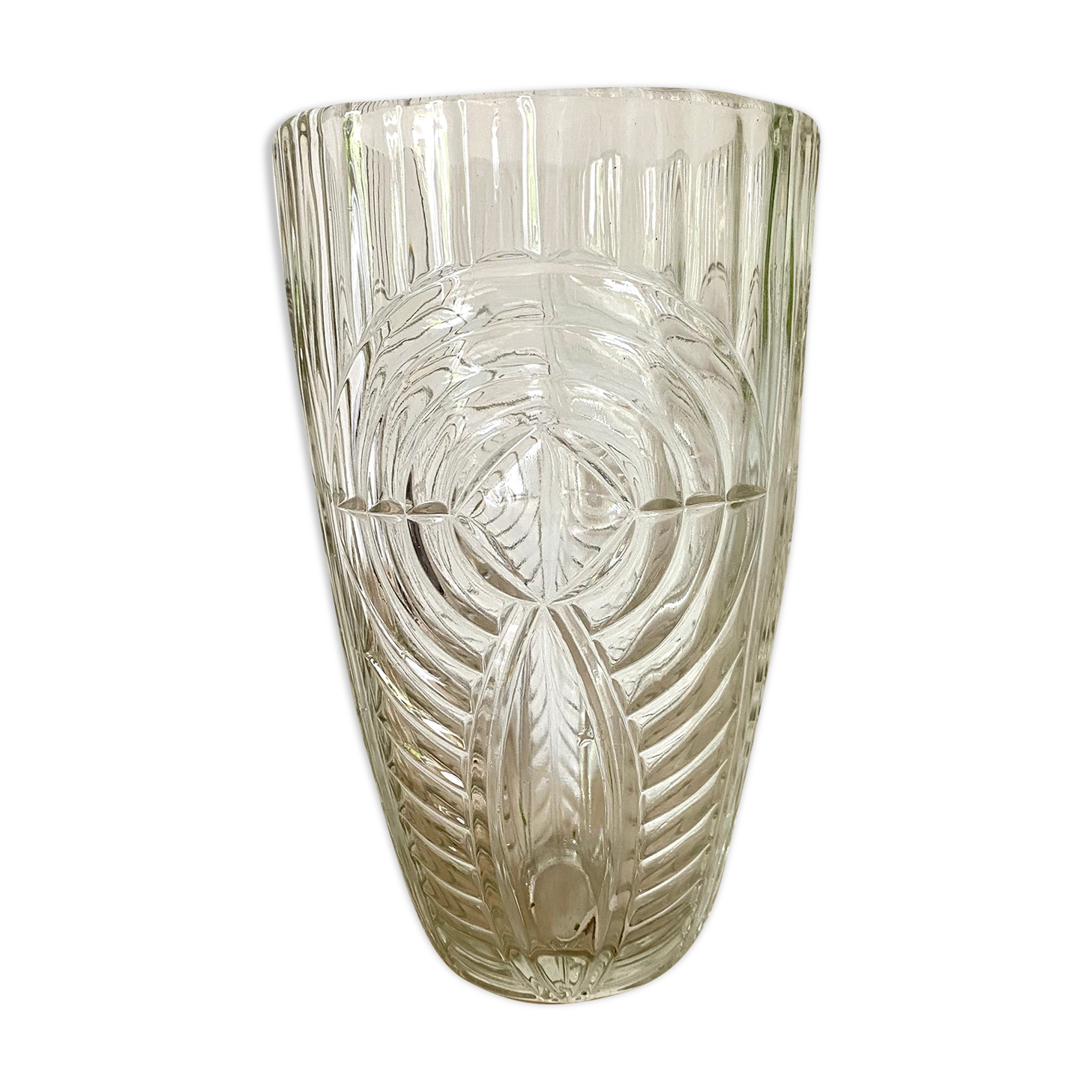 Vase art déco en verre moulé