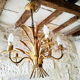 Golden metal wheat epis chandelier 1970
