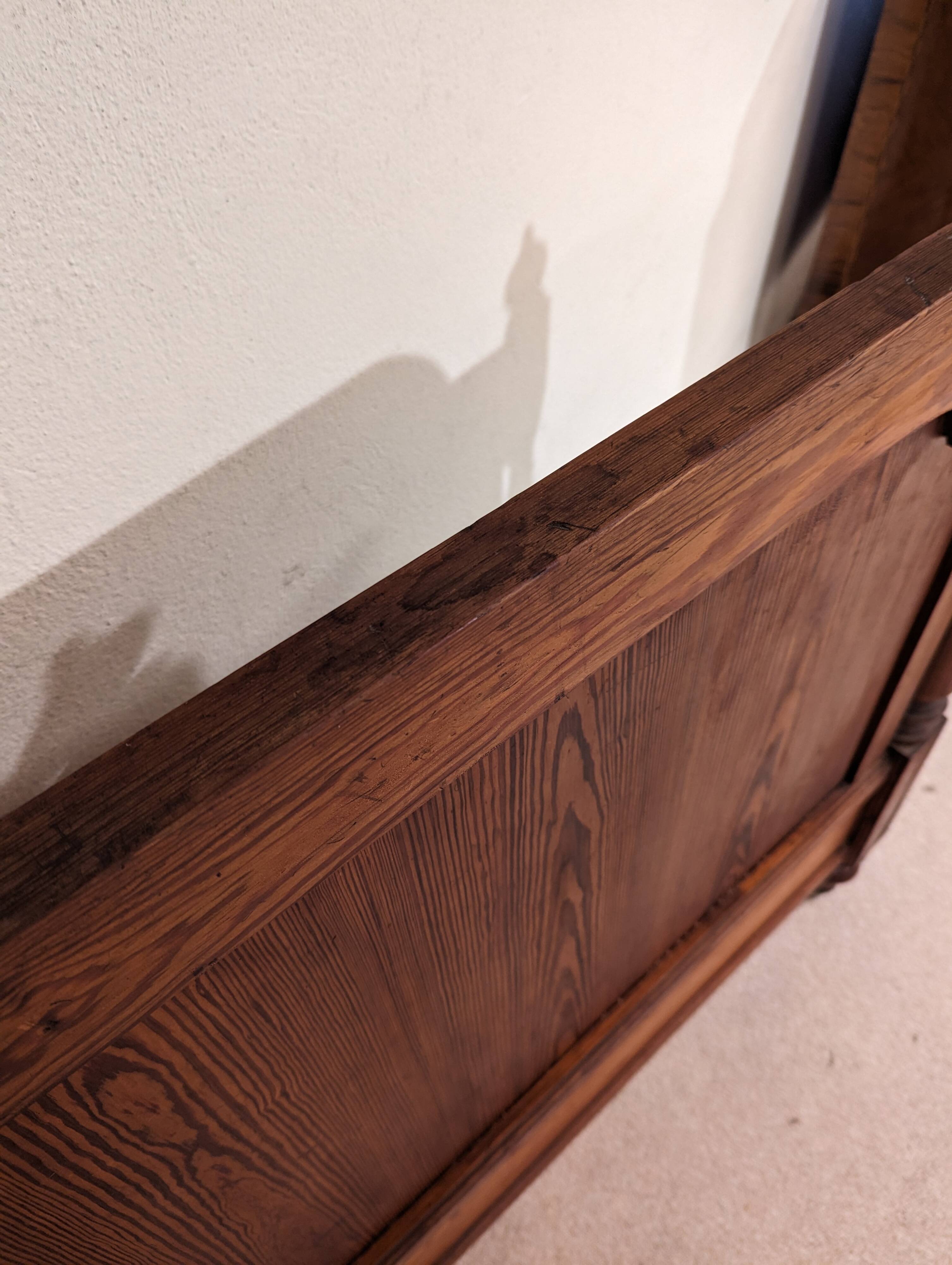 Antique headboard in solid pitch pine