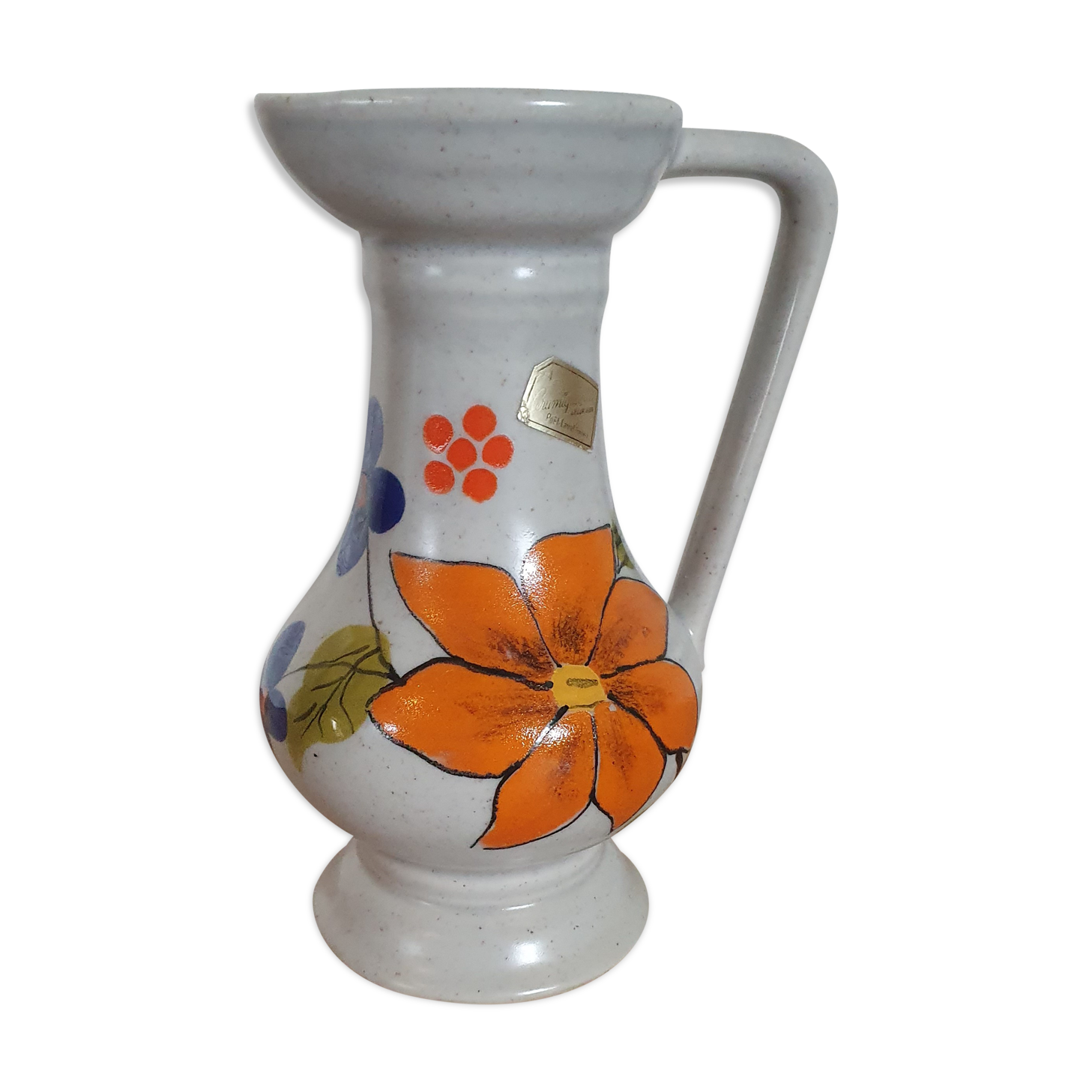 Ceramic vase or pitcher with Poët Laval floral motifs