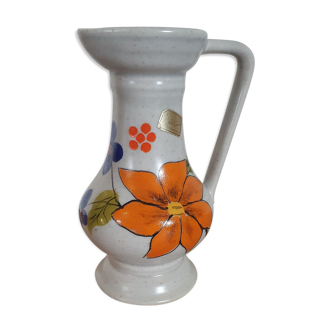 Vase ou pichet en céramique à motifs floraux Poët Laval