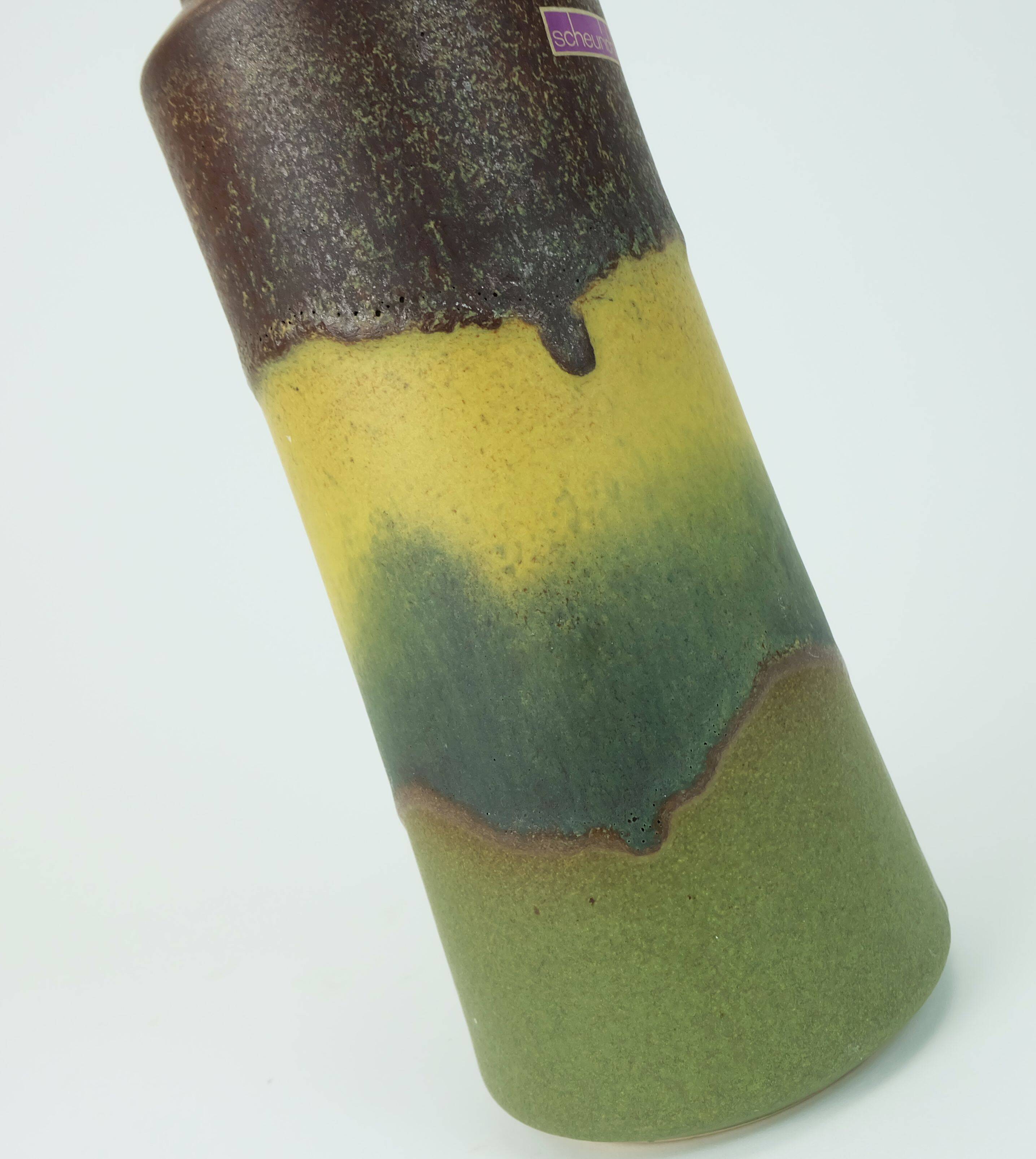 1960s 70s vintage scheurich VASE model 205-32 matte glaze shades of yellow