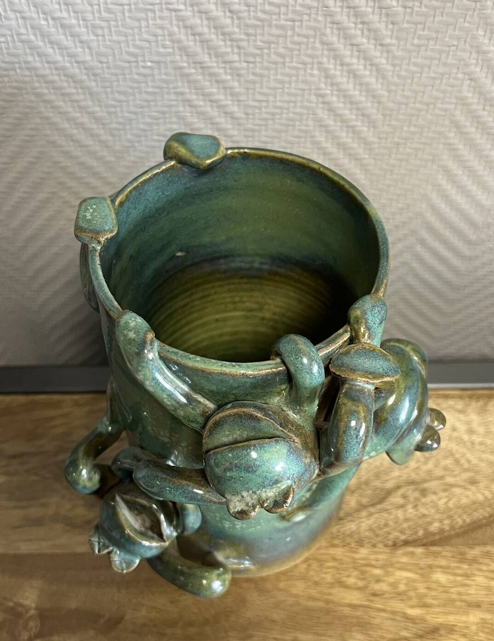 vase with frogs in relief circa 1940