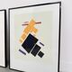 Set de 3 cadres avec lithographies Casimir Malevic