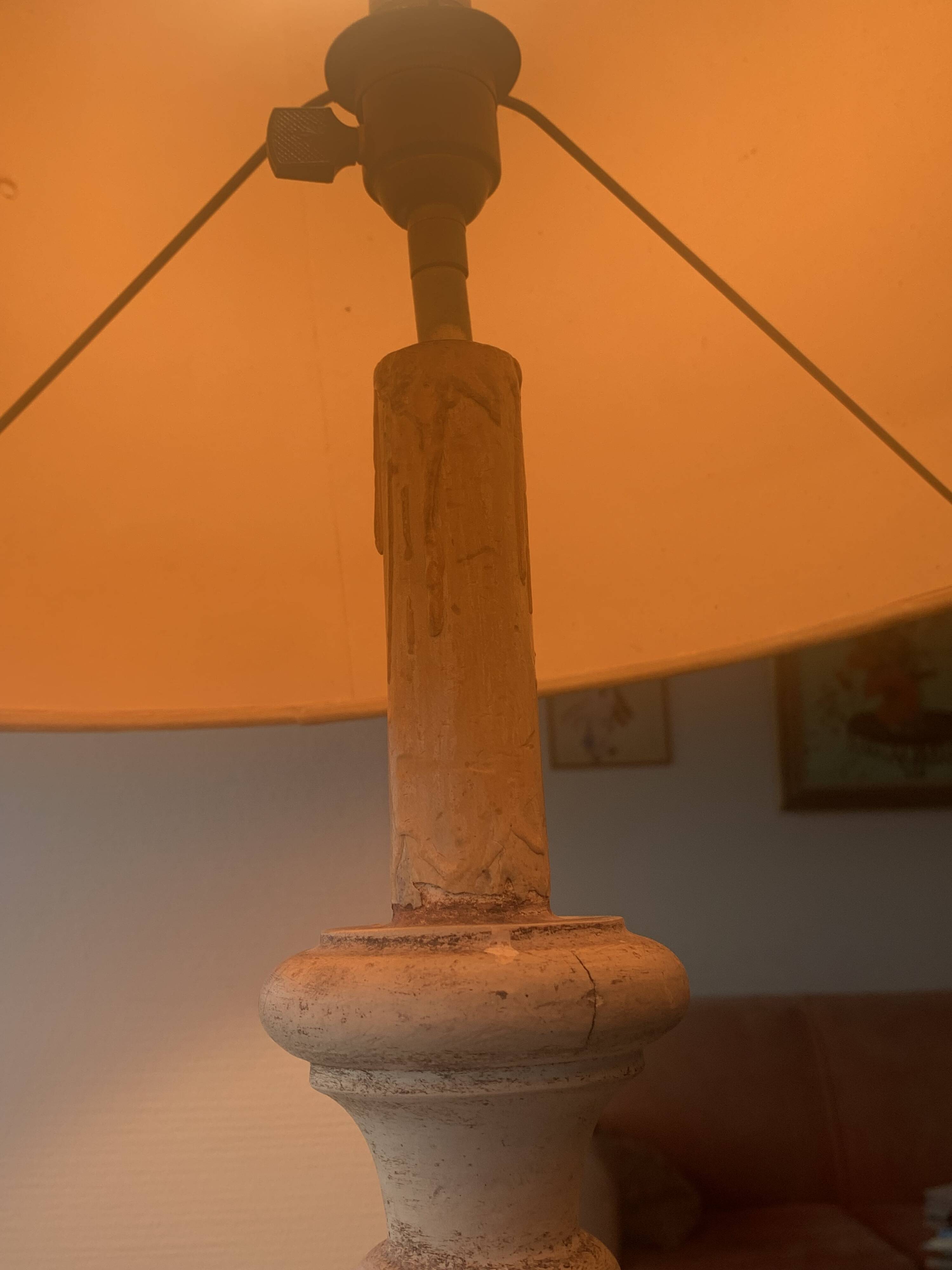 large Venetian style spruce wood lamp