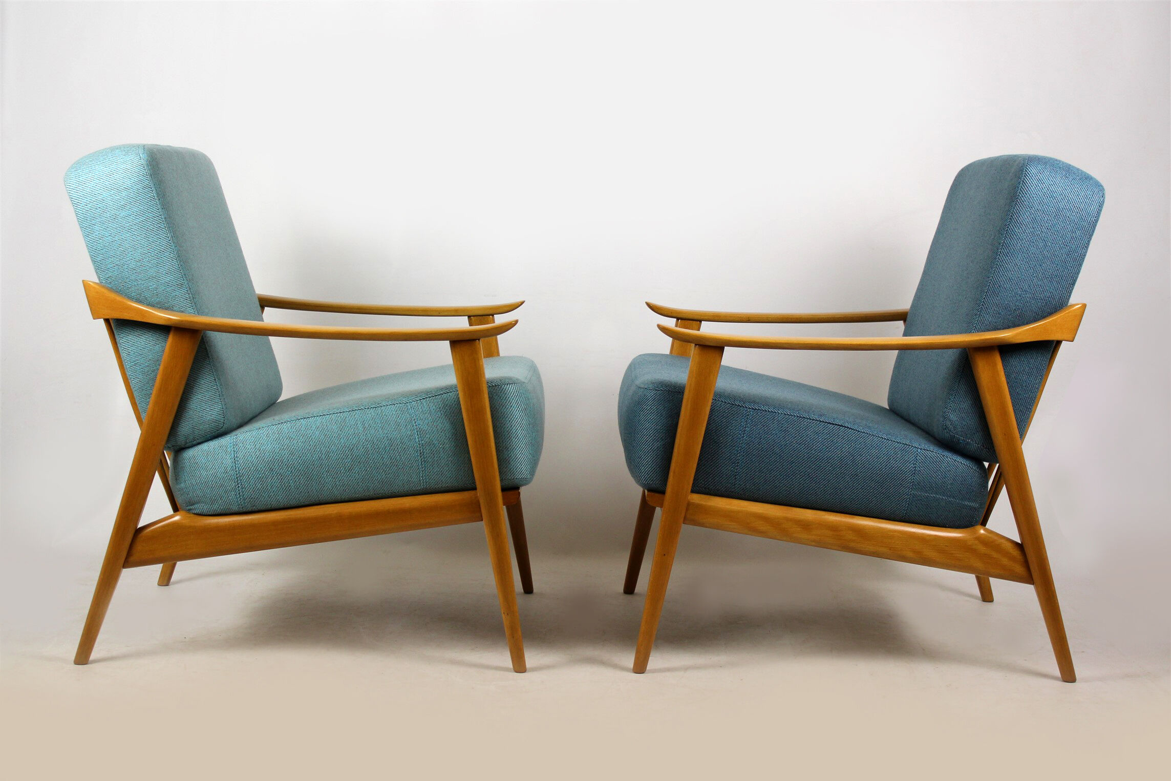 Mid-Century Scandinavian Blue & Turquoise Armchairs, 1960s, Set of 2