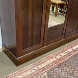 19th-century English mahogany three-door wardrobe.