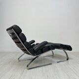 COR Sinus Black Leather Lounge Chair with Ottoman