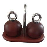 Salt and pepper mill set on base