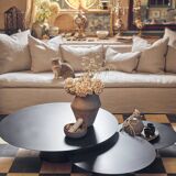 Coffee Table Beside 75cm – Thermo-lacquered Black Metal – Holiday Home