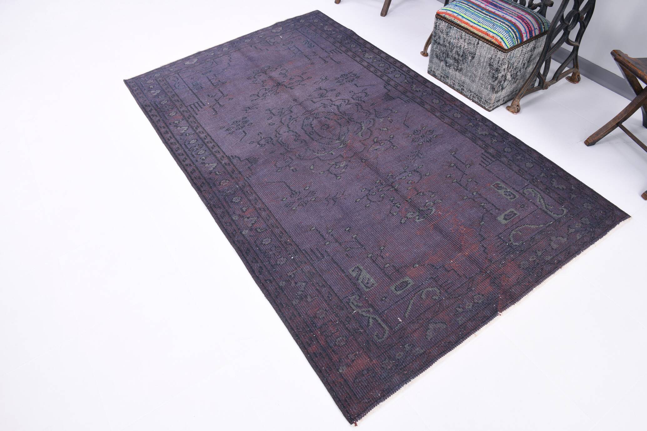 4x8 Shades Of Purple Oriental Handmade Wool Turkish Vintage Rug, 140x230Cm