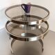 2 vintage 1970s smoked glass and brushed metal nesting coffee tables
