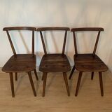 Set of 6 brutalist wooden chairs