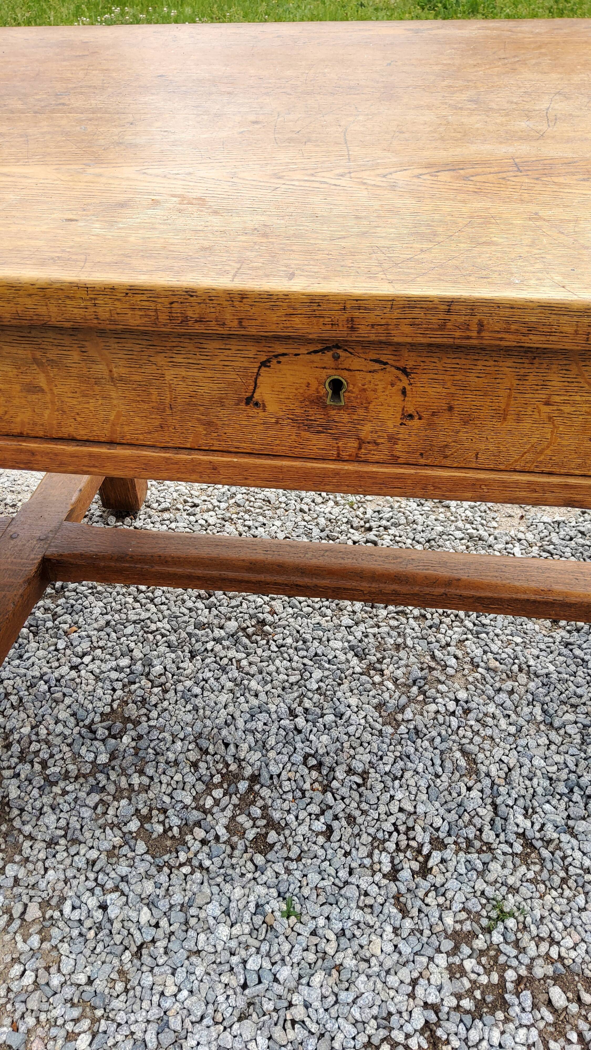 Oak farmhouse table 6 feet 2 drawers 200cm