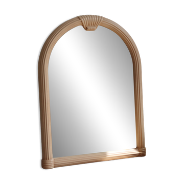 Powder pink arch wall mirror - Art Deco style - Moulded frame