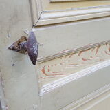 Old moulded woodwork door with 18th /19th round glass
