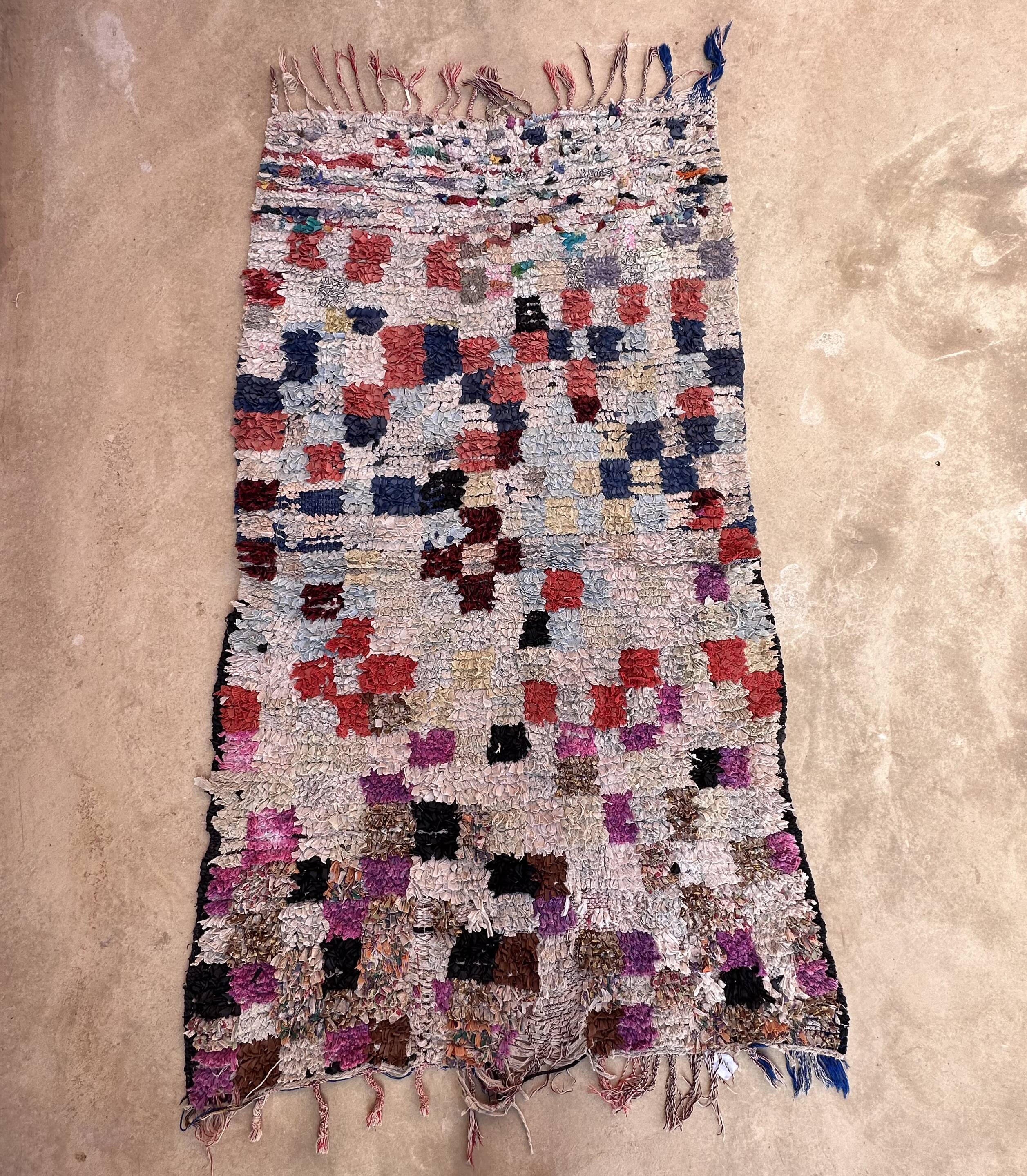 Colorful Boucherouite Moroccan rug - 126 x 195 cm